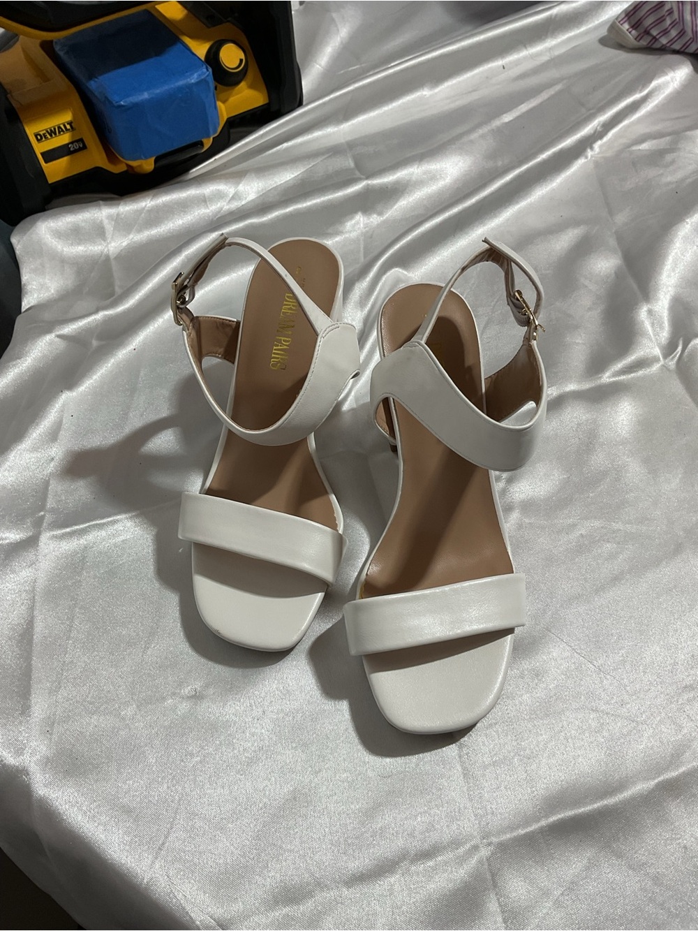 Dream Pairs White Ankle Strap Block Heel Sandals